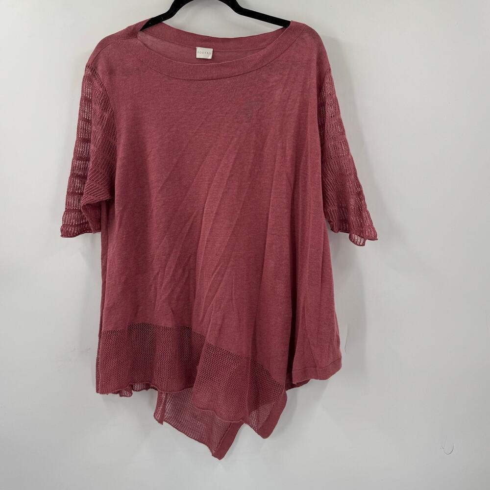 Poetry Dusty Rose Mesh-Trim Knit Swing Top